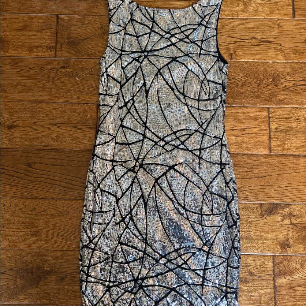 Charlotte Russe Silver Sheath Mini Dress Scoop Neck